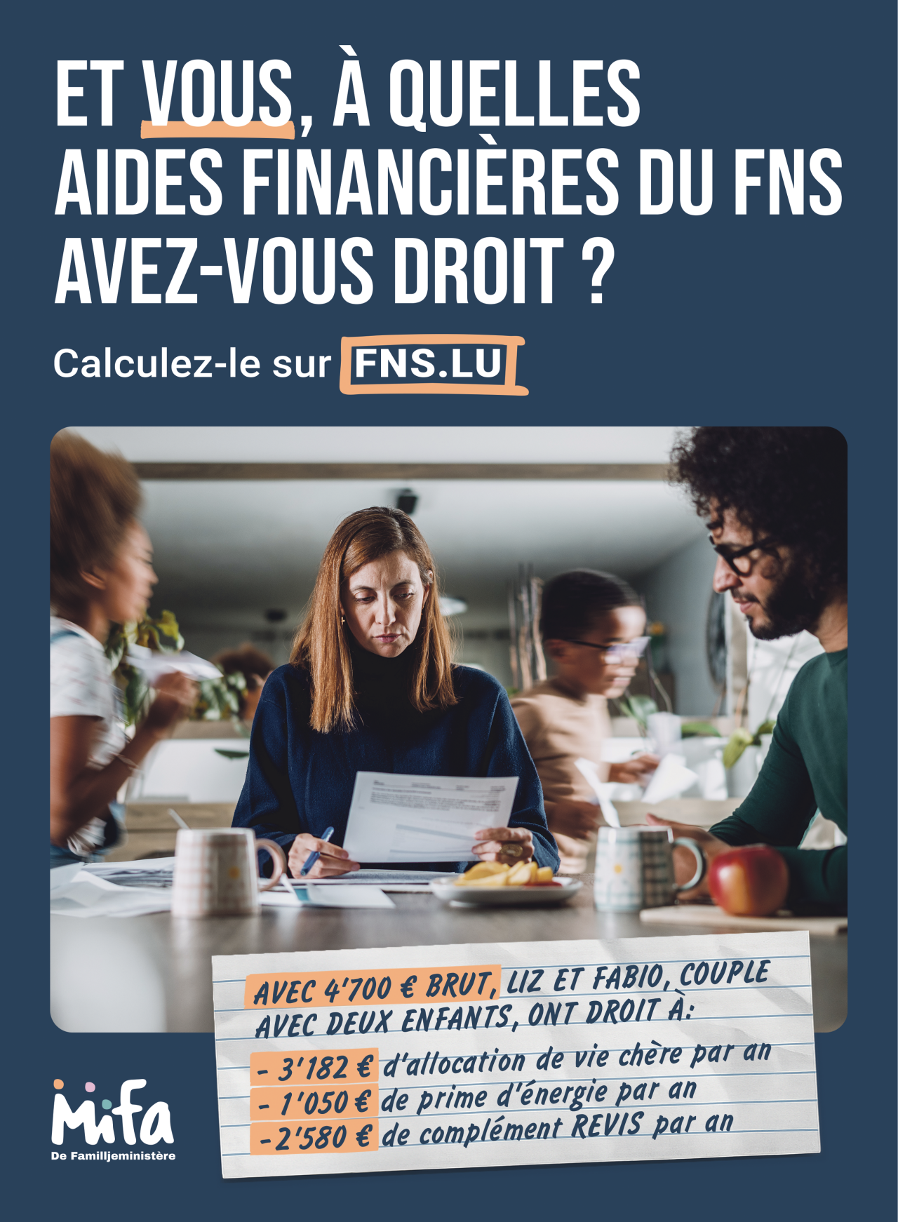 Et vous, à quelles aides financières du FNS avez-vous droit? Calculez-le sur fns.lu